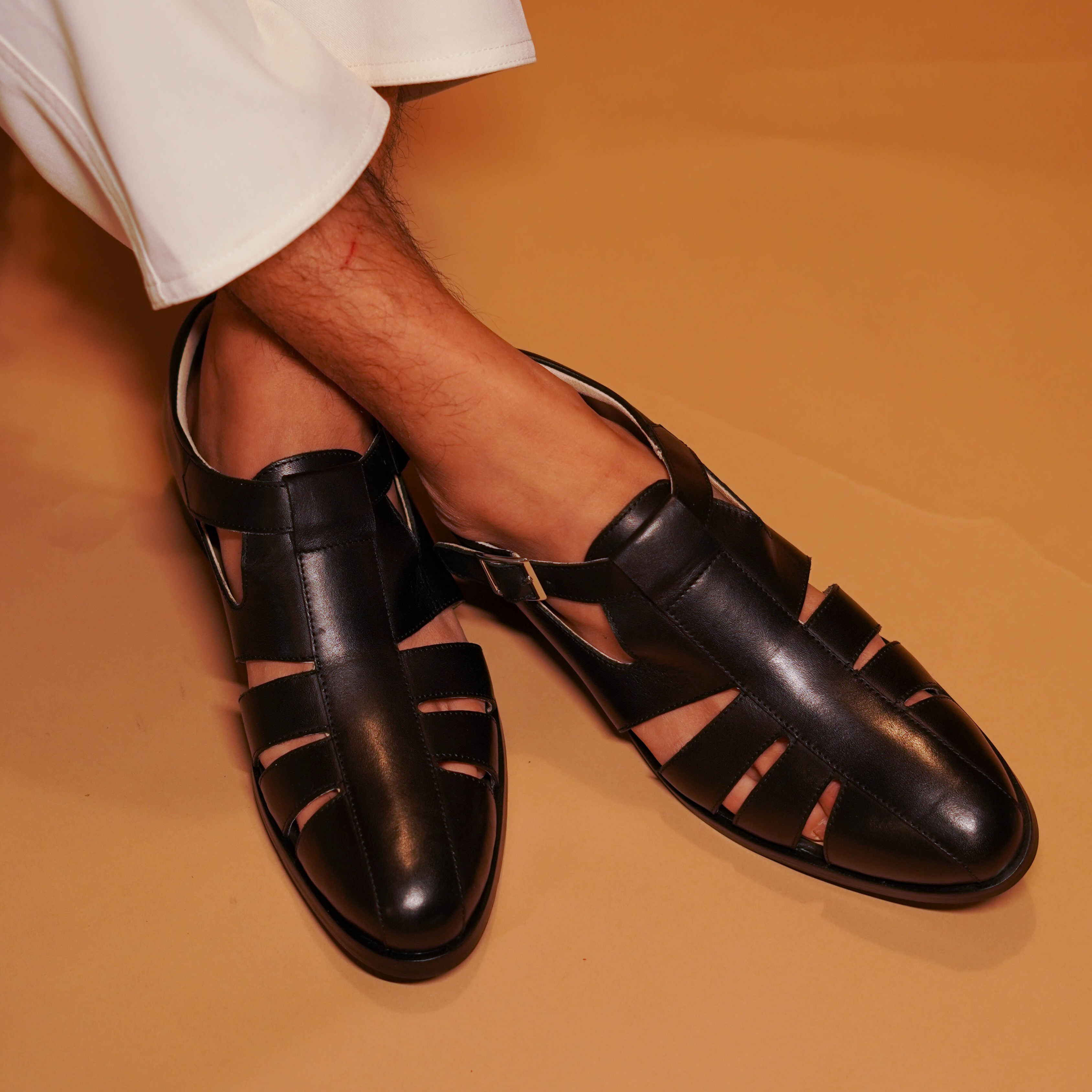Pesha Caro | Black Peshawari Insprired leather Shoes